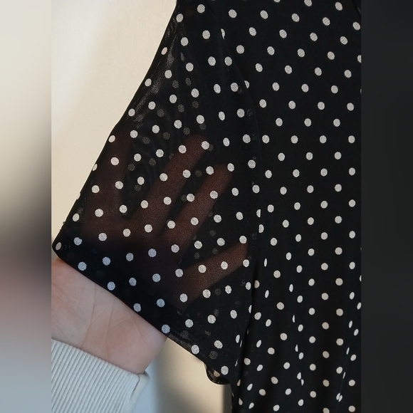 Le Château Polka Dot Ruched Wiggle Dress XL Black White Pin Up Rockabilly - Picture 6 of 9